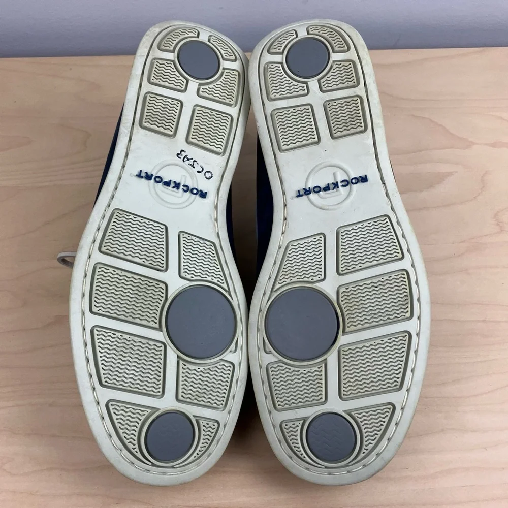 Rockport Men’s Size 8.0 M Classic 2 Eye Leather Boat Shoes Blue Navy White
